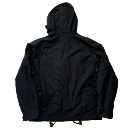 Black Rain Coat Hooded Parka - L
