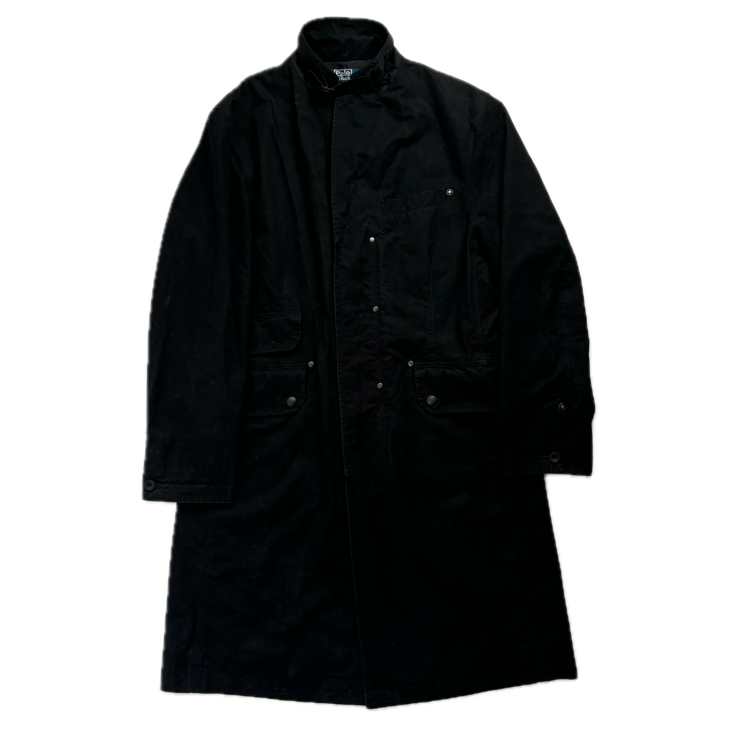 Black Long Utility Jacket Over Coat - L