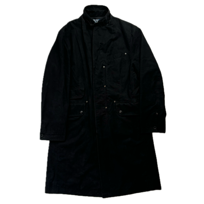 Black Long Utility Jacket Over Coat - L