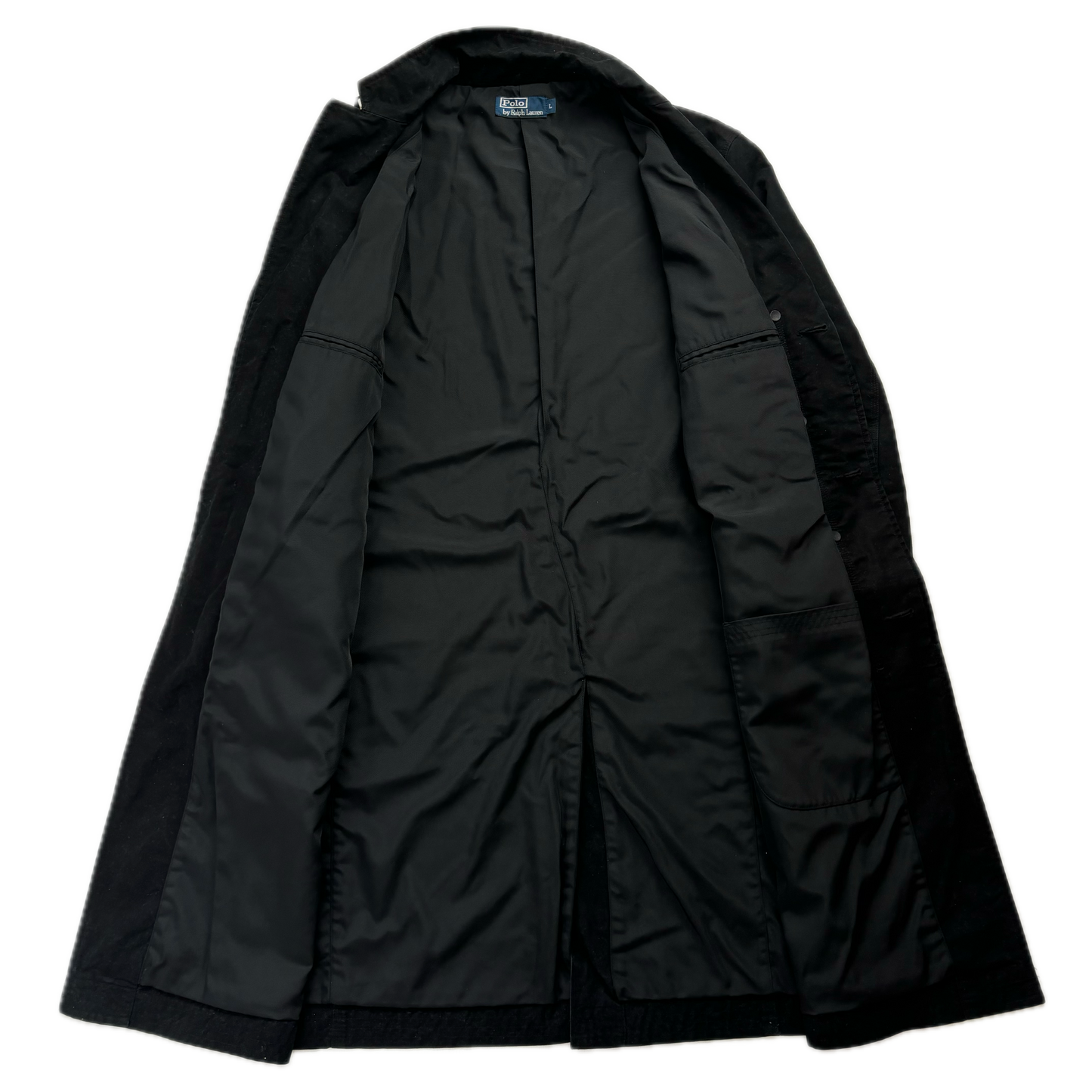 Black Long Utility Jacket Over Coat - L