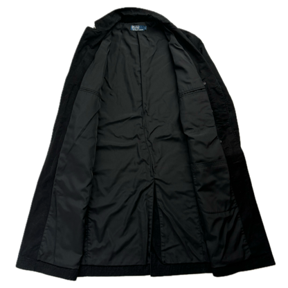 Black Long Utility Jacket Over Coat - L
