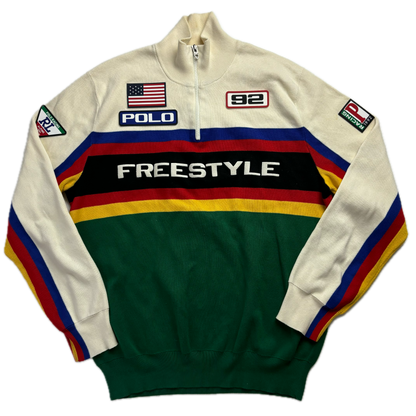Polo Ralph Lauren Freestyle Ski USA 1/4 Zip Jumper Alpine Racing 1992 Retro - L