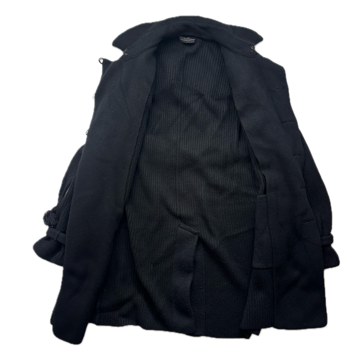 Ralph Lauren Black Label Long Belted Cardigan Wool Cashmere Black - M