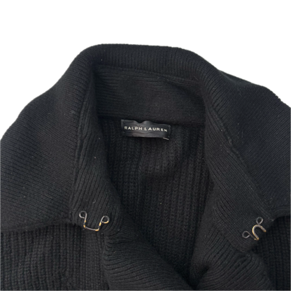 Ralph Lauren Black Label Long Belted Cardigan Wool Cashmere Black - M
