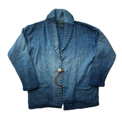 Lauren Hand Knit Blue Ombre Concho Southwestern Cardigan (Cotton) - M