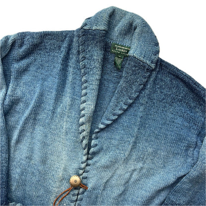 Lauren Hand Knit Blue Ombre Concho Southwestern Cardigan (Cotton) - M