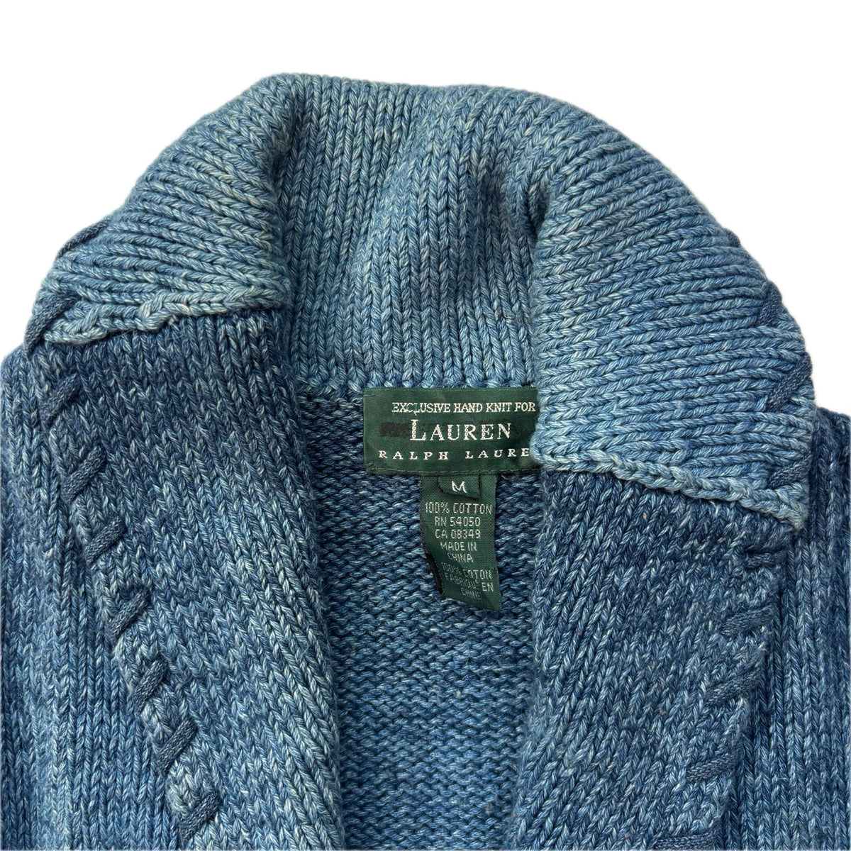 Lauren Hand Knit Blue Ombre Concho Southwestern Cardigan (Cotton) - M