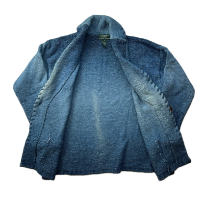 Lauren Hand Knit Blue Ombre Concho Southwestern Cardigan (Cotton) - M