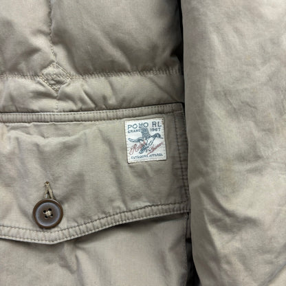 Polo Ralph Lauren Beige Quilted Puffer Jacket Fur Collar - S