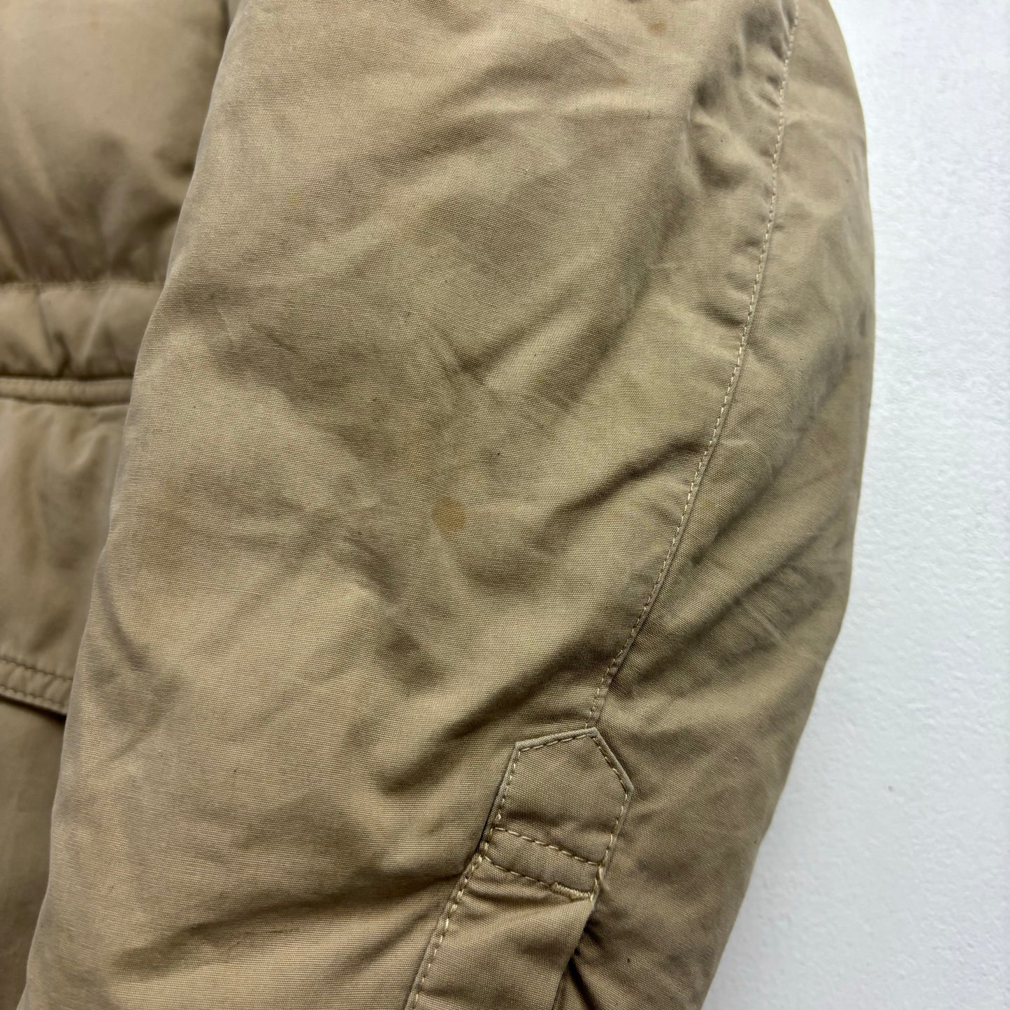 Polo Ralph Lauren Beige Quilted Puffer Jacket Fur Collar - S