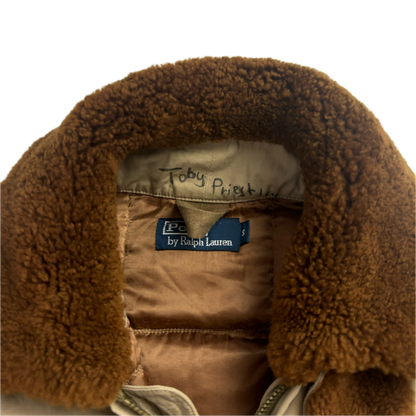 Polo Ralph Lauren Beige Quilted Puffer Jacket Fur Collar - S