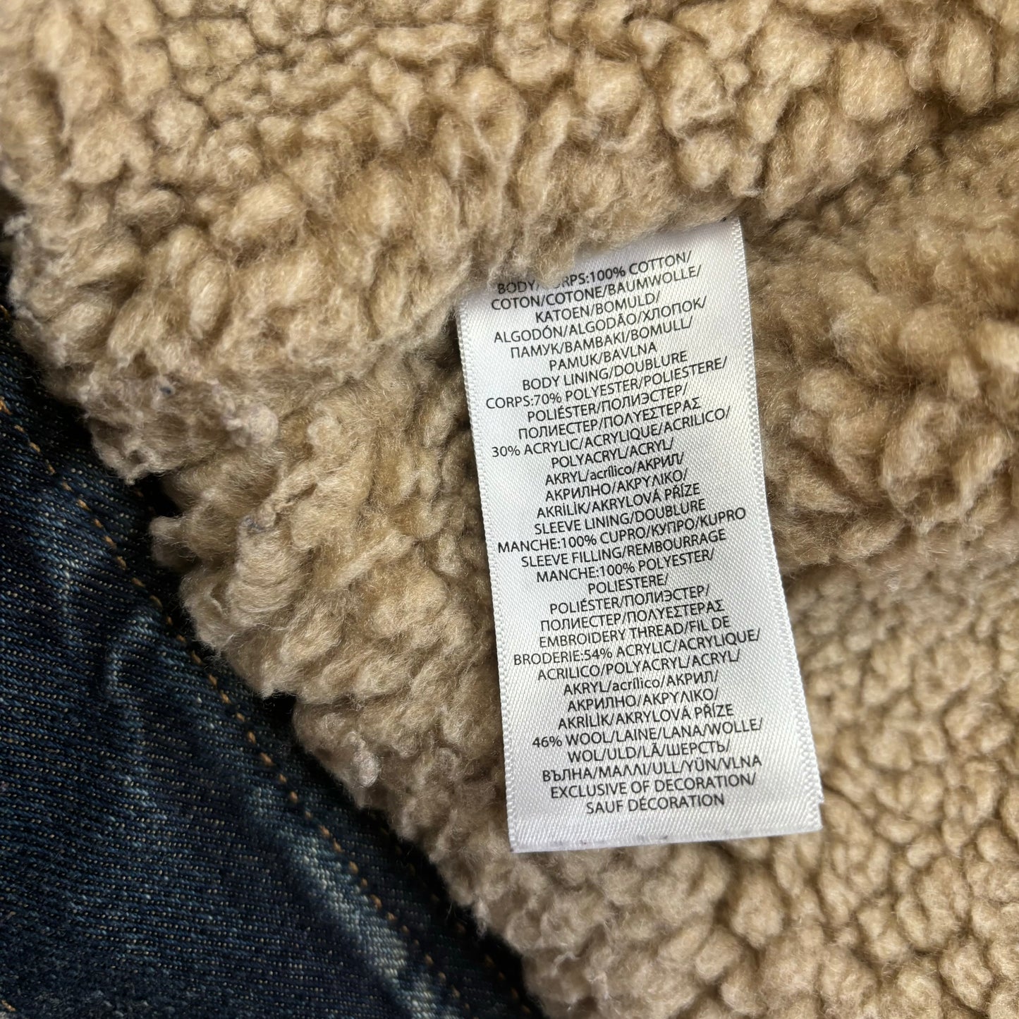 Denim Aztec Sherpa Jacket - S