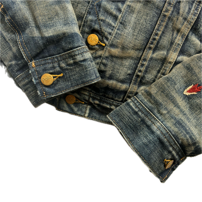 Denim Aztec Sherpa Jacket - S