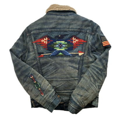 Denim Aztec Sherpa Jacket - S
