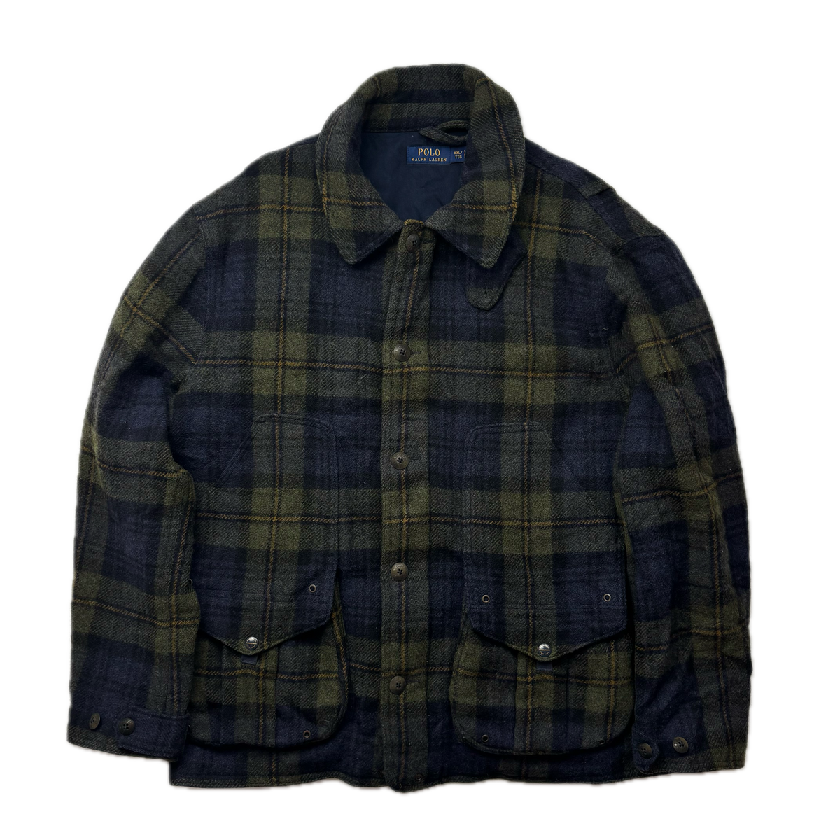 Polo Ralph Lauren Tartan Navy Green Plaid Hunting Field Jacket (Wool) -  XXL