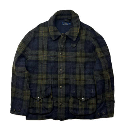 Polo Ralph Lauren Tartan Navy Green Plaid Hunting Field Jacket (Wool) -  XXL