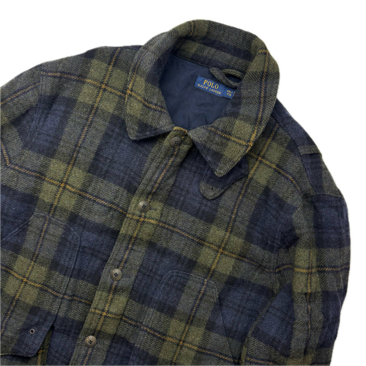 Polo Ralph Lauren Tartan Navy Green Plaid Hunting Field Jacket (Wool) -  XXL