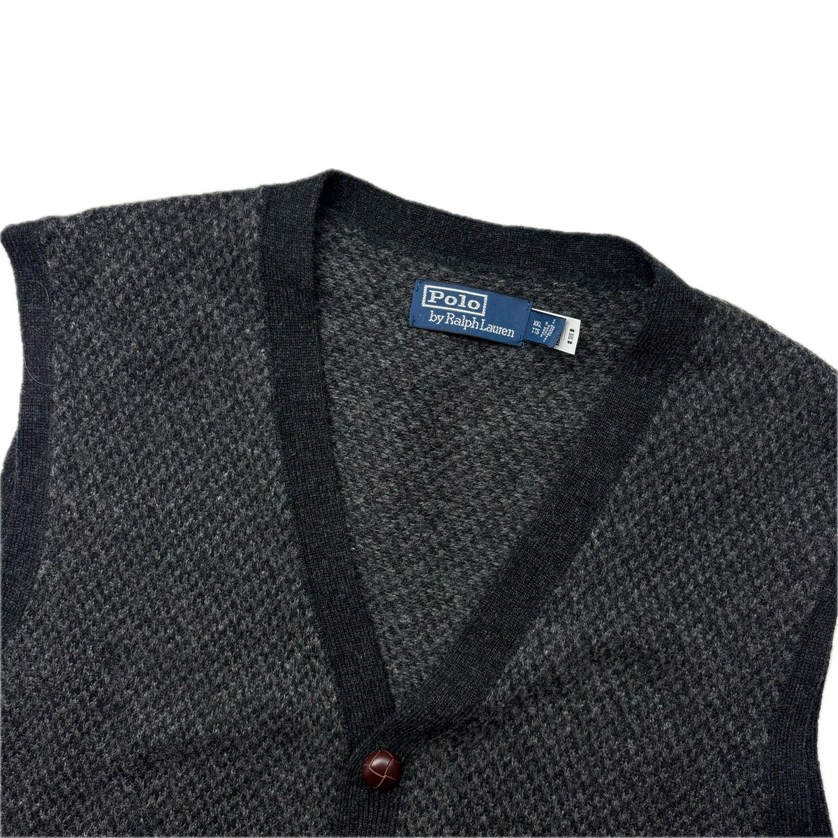 Polo Ralph Lauren Grey Tweed Herringbone Cardigan Vest Waistcoat (Wool) - XXL