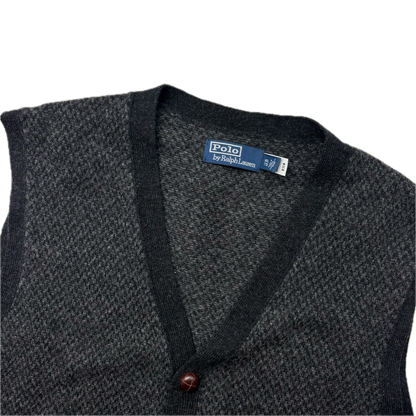 Polo Ralph Lauren Grey Tweed Herringbone Cardigan Vest Waistcoat (Wool) - XXL
