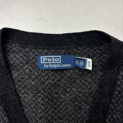 Polo Ralph Lauren Grey Tweed Herringbone Cardigan Vest Waistcoat (Wool) - XXL