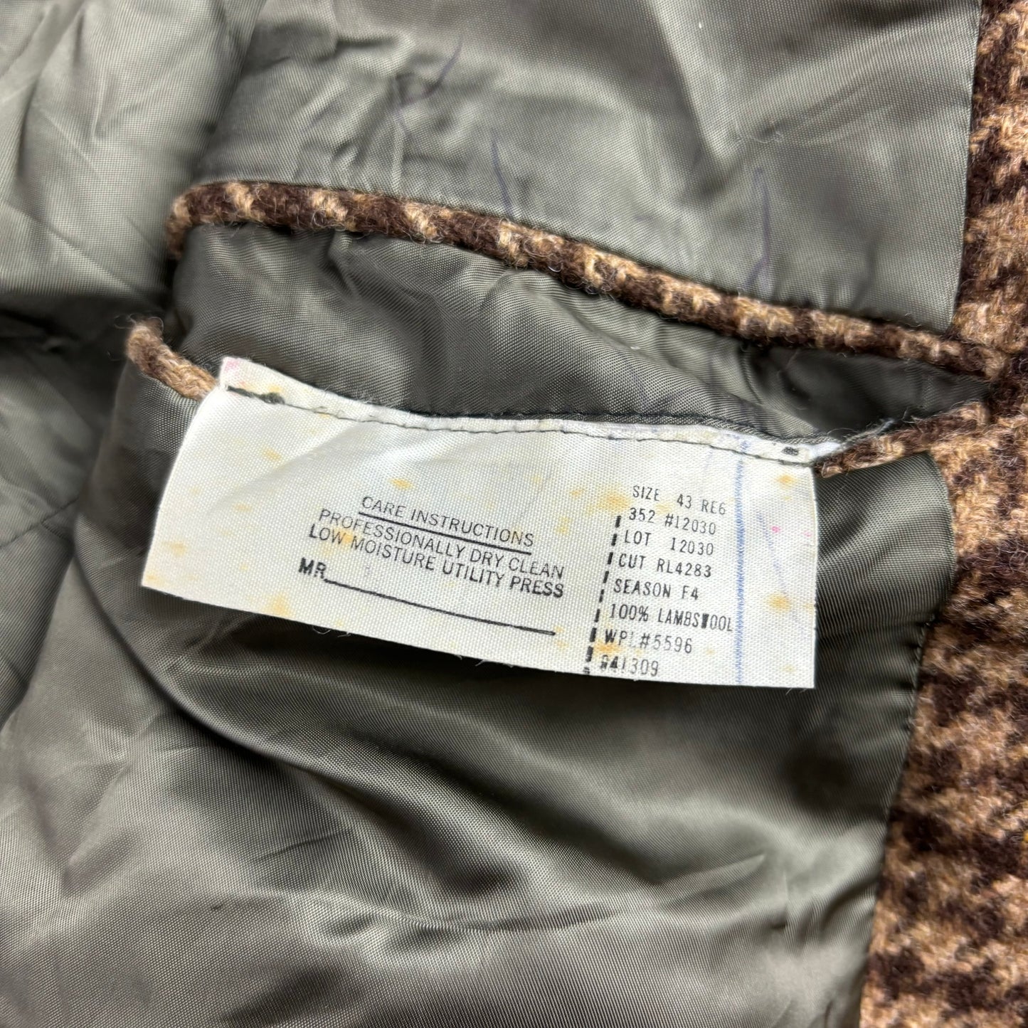Brown Houndstooth Blazer Sports Coat (Wool) - 43R