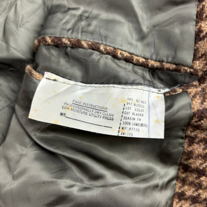 Brown Houndstooth Blazer Sports Coat (Wool) - 43R