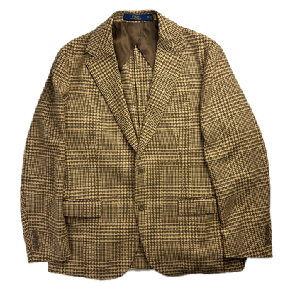 Polo Ralph Lauren Tan Brown Glen Plaid Blazer (Wool Polyester) - XXL