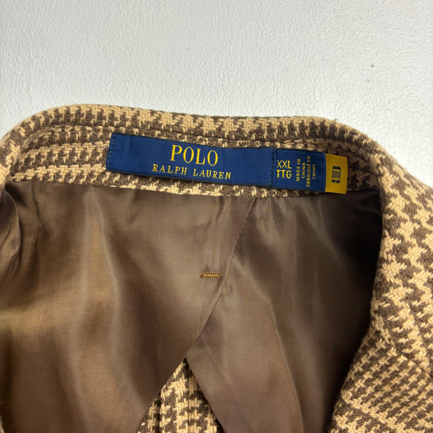 Tan Brown Glen Plaid Blazer (Wool Polyester) - XXL