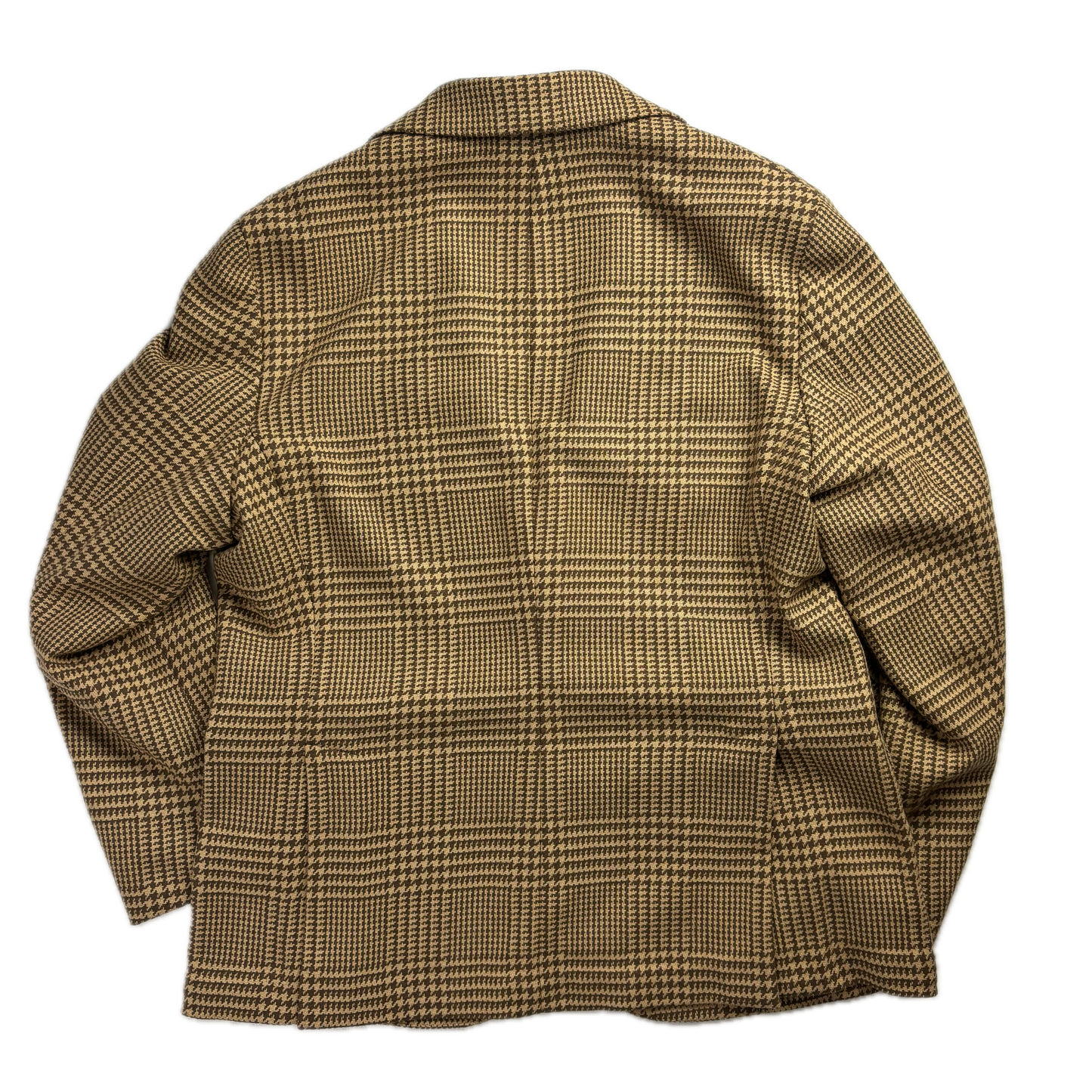 Tan Brown Glen Plaid Blazer (Wool Polyester) - XXL