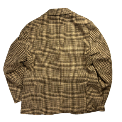 Tan Brown Glen Plaid Blazer (Wool Polyester) - XXL