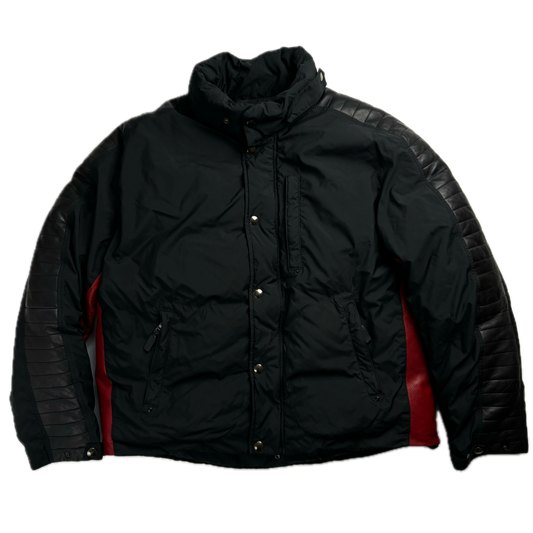 Polo Ralph Lauren Leather Black Moto Puffer Jacket