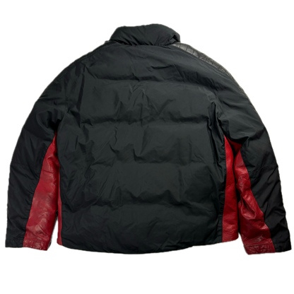 Leather Black Moto Puffer Jacket - L