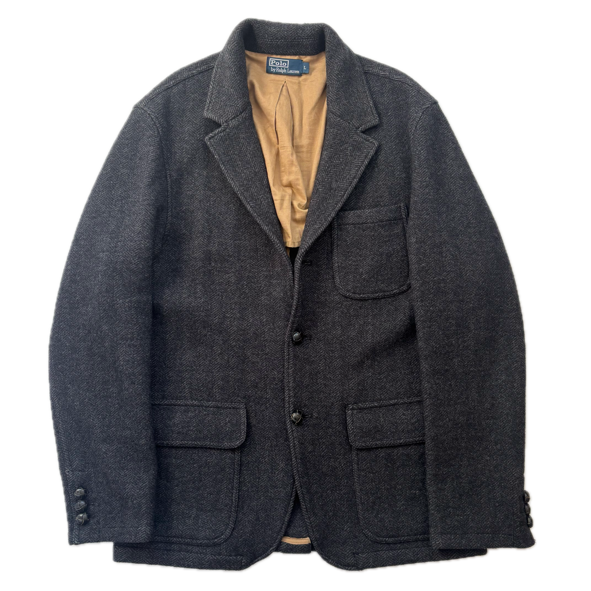 Polo Ralph Lauren Dark Grey Herringbone Blazer Wool L