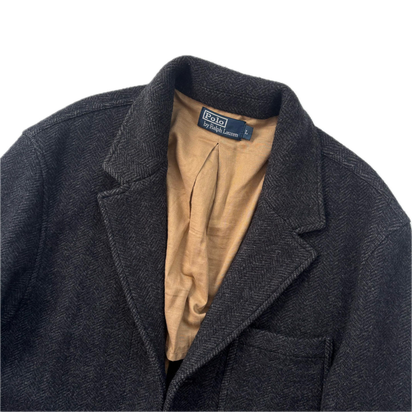 Dark Grey Herringbone Blazer (Wool) - L