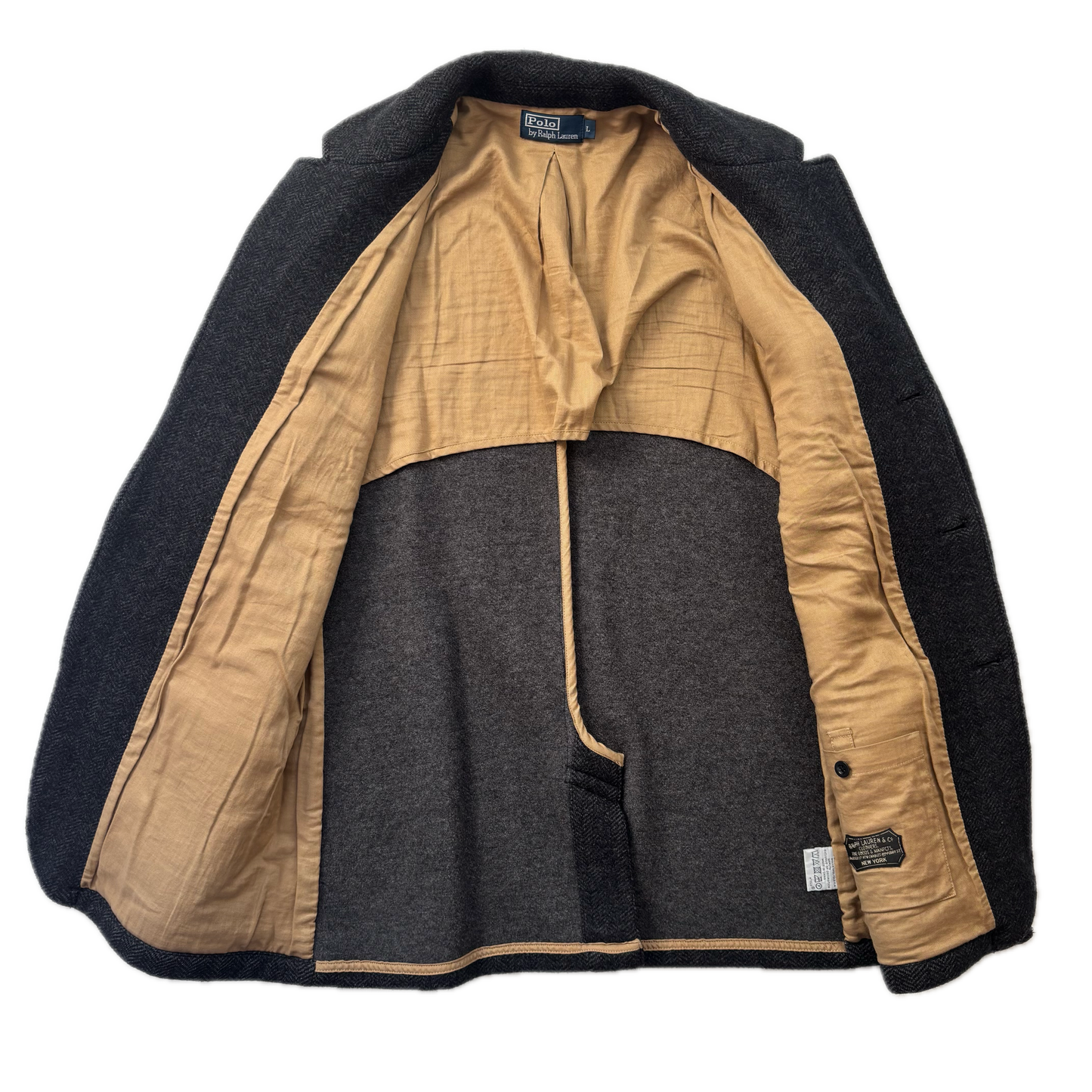 Dark Grey Herringbone Blazer (Wool) - L
