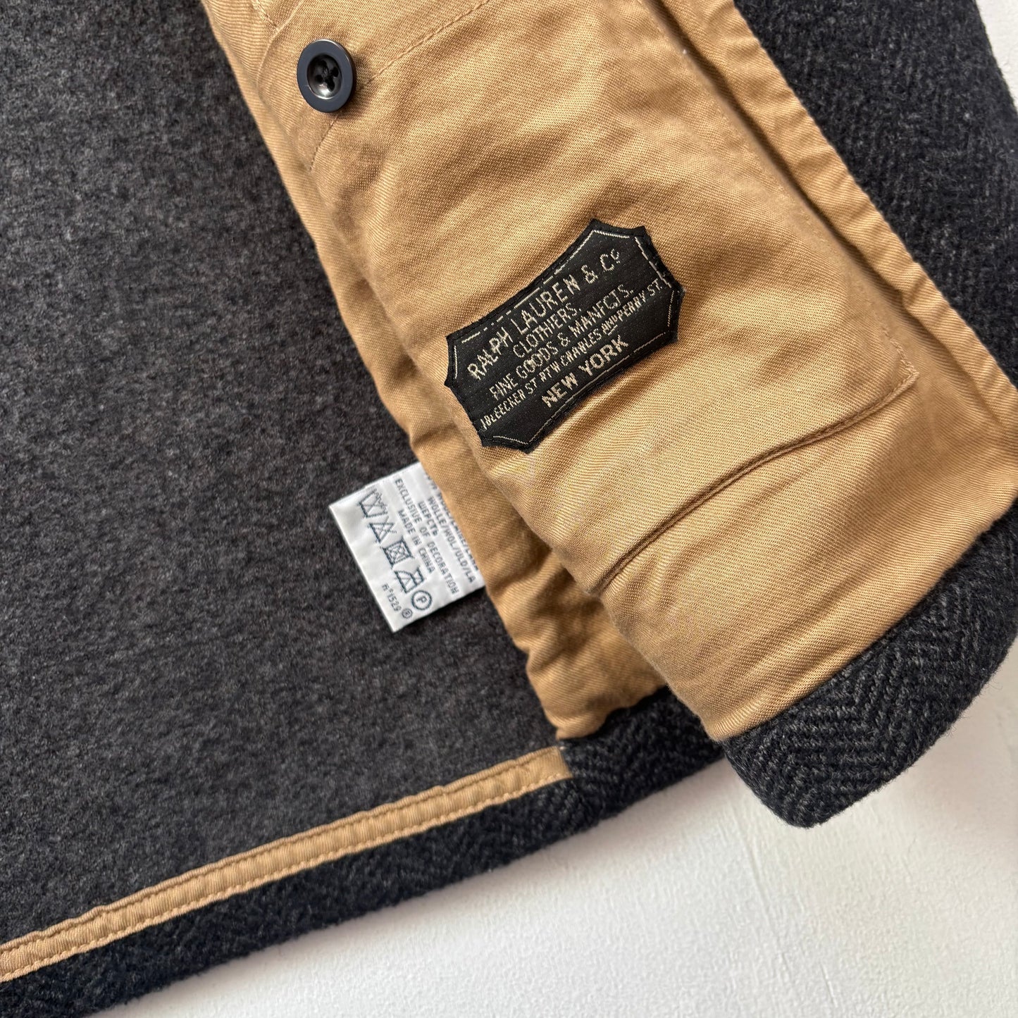 Dark Grey Herringbone Blazer (Wool) - L