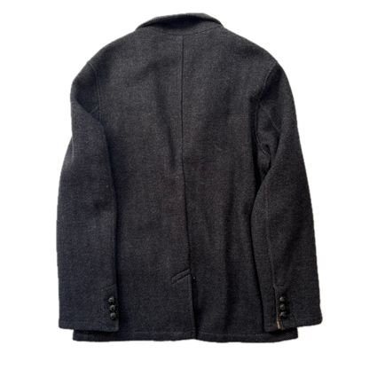 Dark Grey Herringbone Blazer (Wool) - L