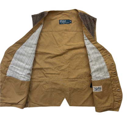 Brown Herringbone Waistcoat (Linen Silk Wool) - M