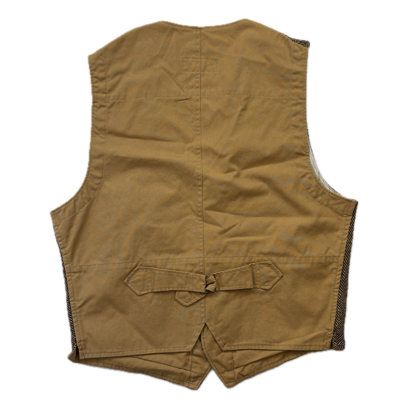 Brown Herringbone Waistcoat (Linen Silk Wool) - M