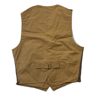 Brown Herringbone Waistcoat (Linen Silk Wool) - M