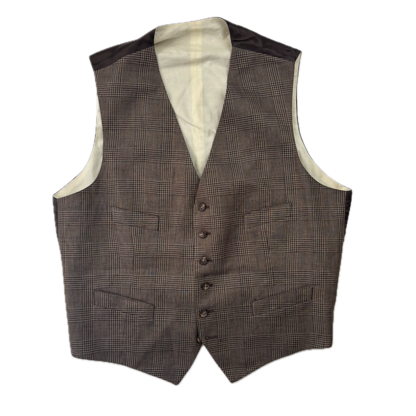 Glen Plaid Check Suit Blazer & Waistcoat (Linen) - 44R