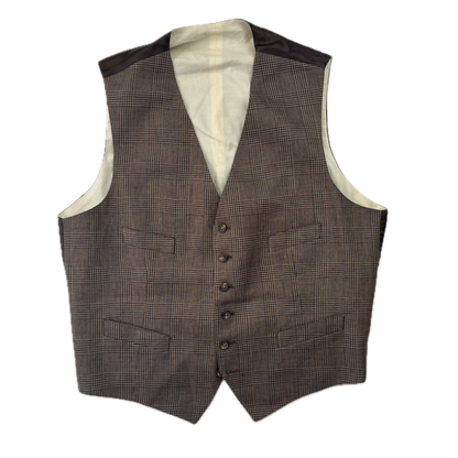 Glen Plaid Check Suit Blazer & Waistcoat (Linen) - 44R