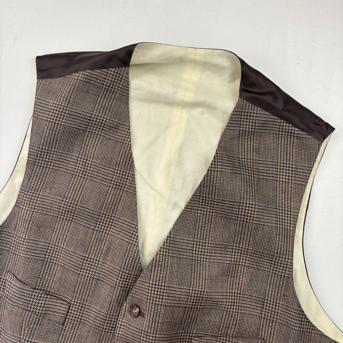 Glen Plaid Check Suit Blazer & Waistcoat (Linen) - 44R