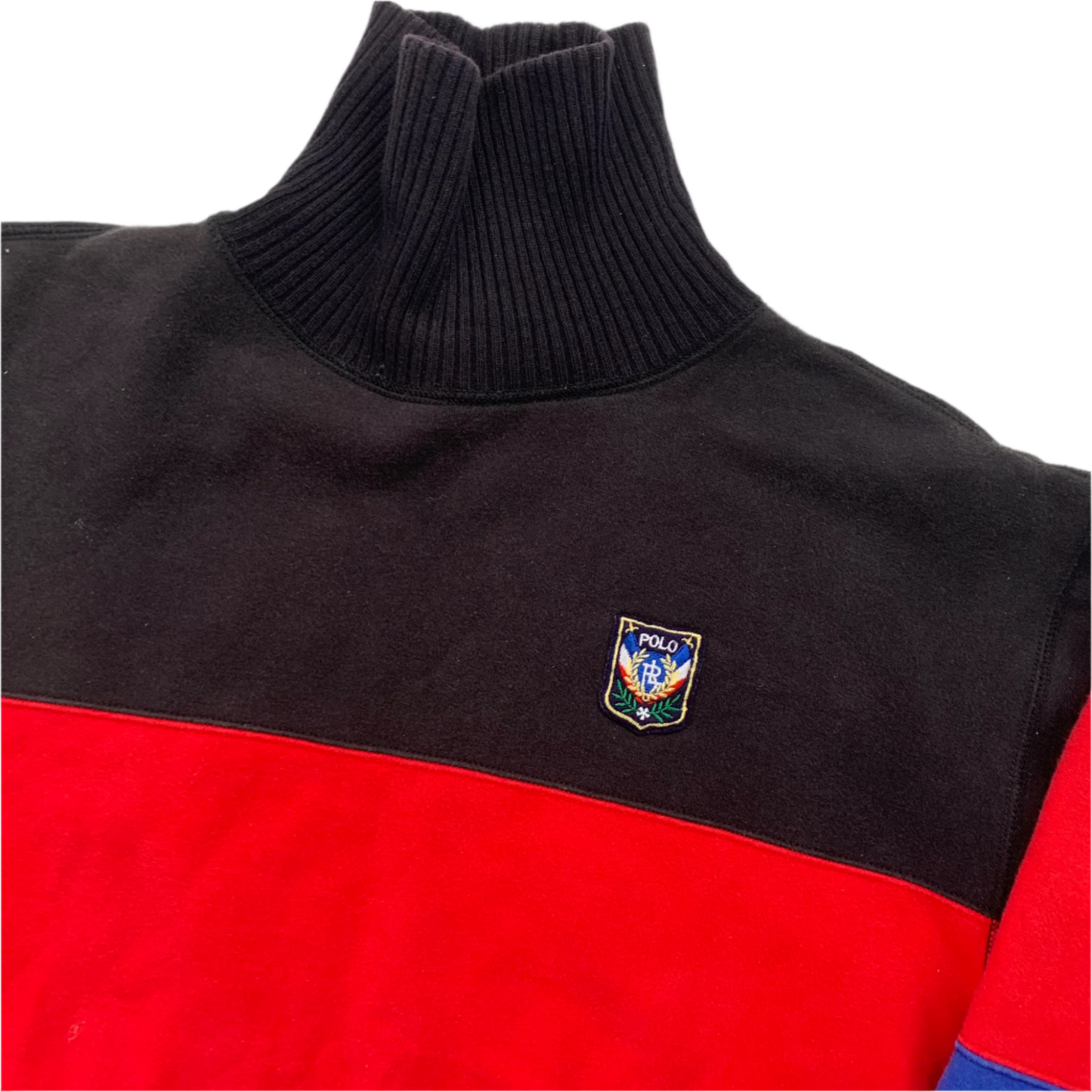 Uni Crest Vintage Colourblock Turtleneck Sweatshirt - XS