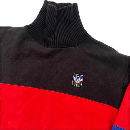 Uni Crest Vintage Colourblock Turtleneck Sweatshirt - XS
