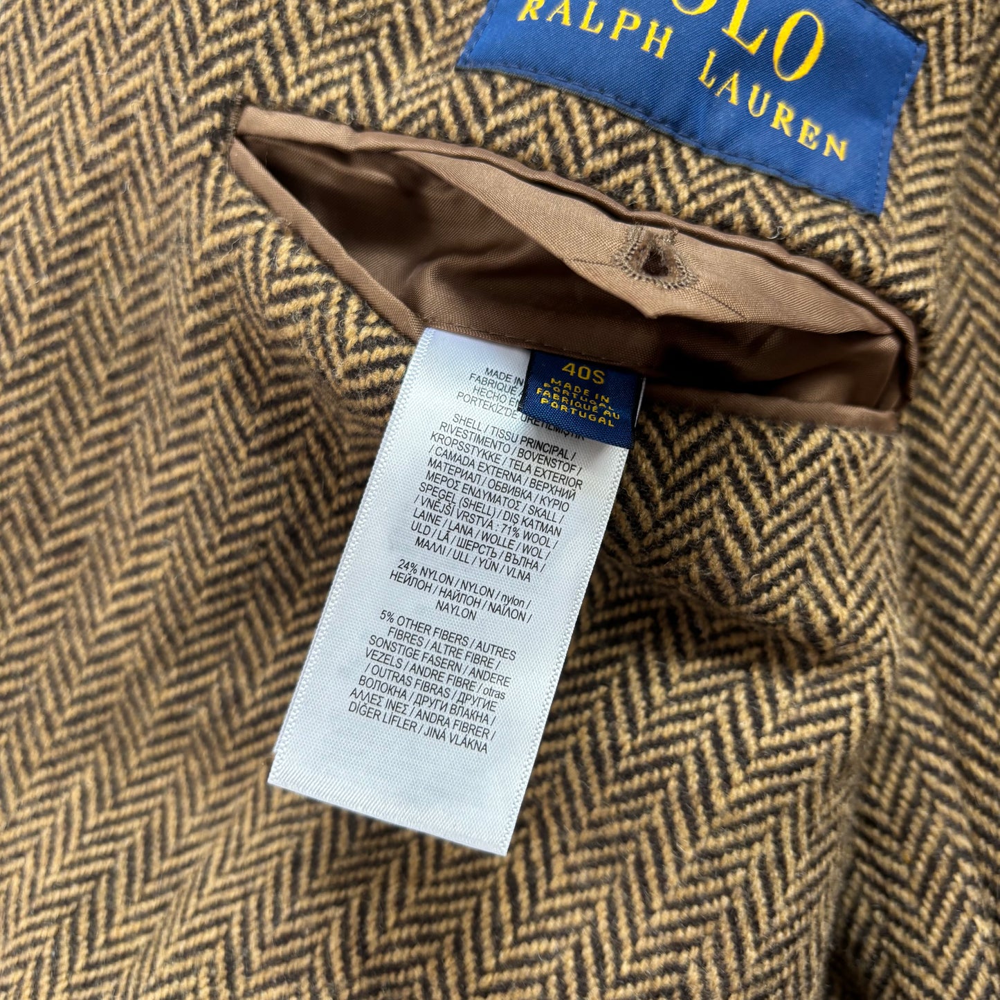 Brown Herringbone Blazer (Wool Nylon) - 40S