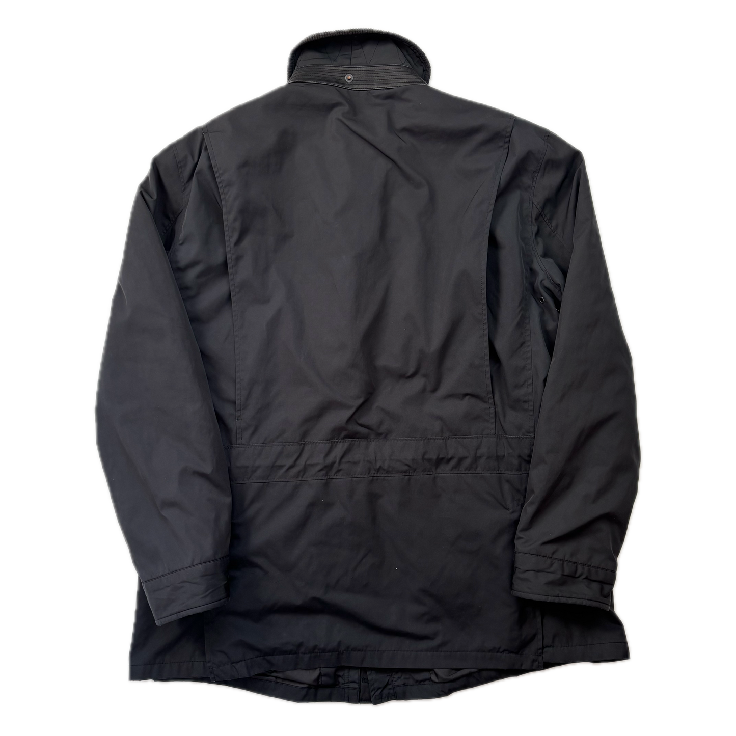Black Walking Jacket Coat Leather Trim - M