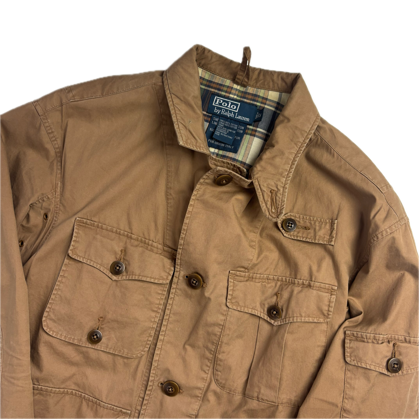 Tan Wading Utility Cargo Jacket - S