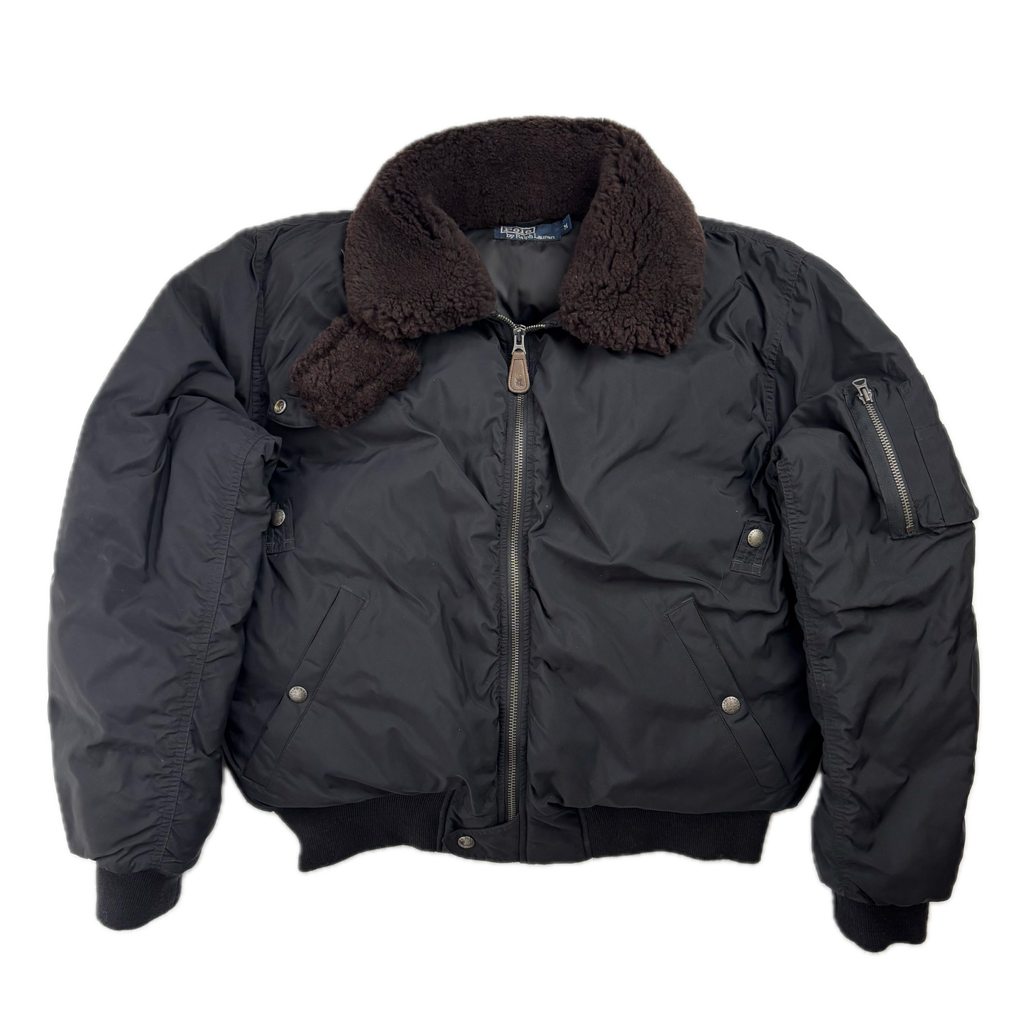 Polo Ralph Lauren Lambswool Collar Black Bomber Jacket - M
