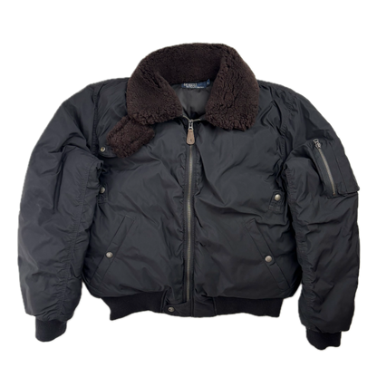 Polo Ralph Lauren Lambswool Collar Black Bomber Jacket - M
